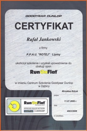 ROTEJ - Run on Flat certyfikat 