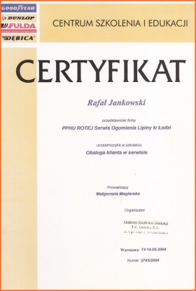 ROTEJ - certyfikat